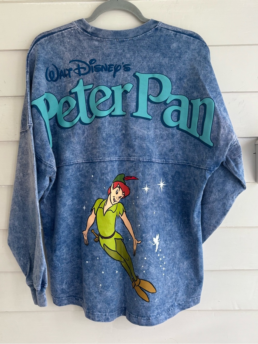 Disney Peter Pan Mineral Wash Blue Long Sleeve Spirit Jersey Unisex Adult Small